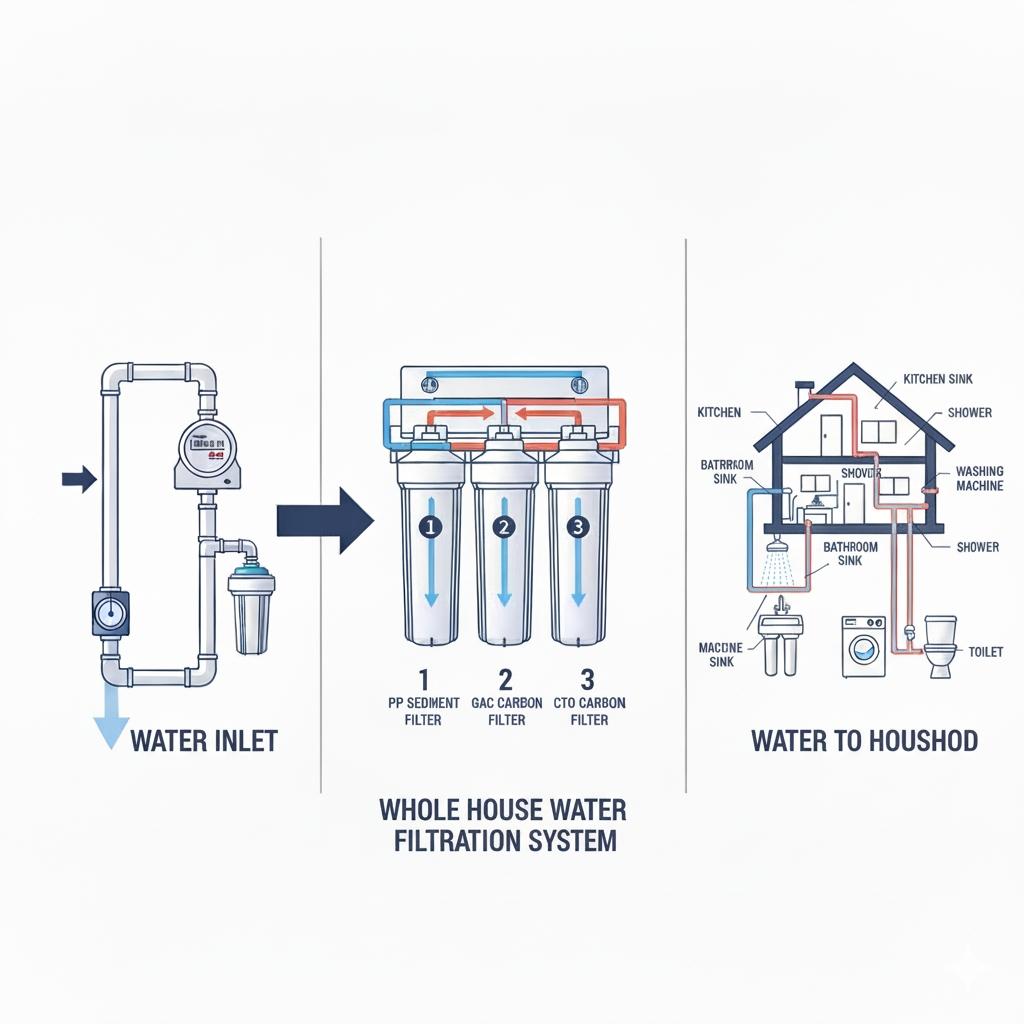 全戶淨水系統安裝示意圖