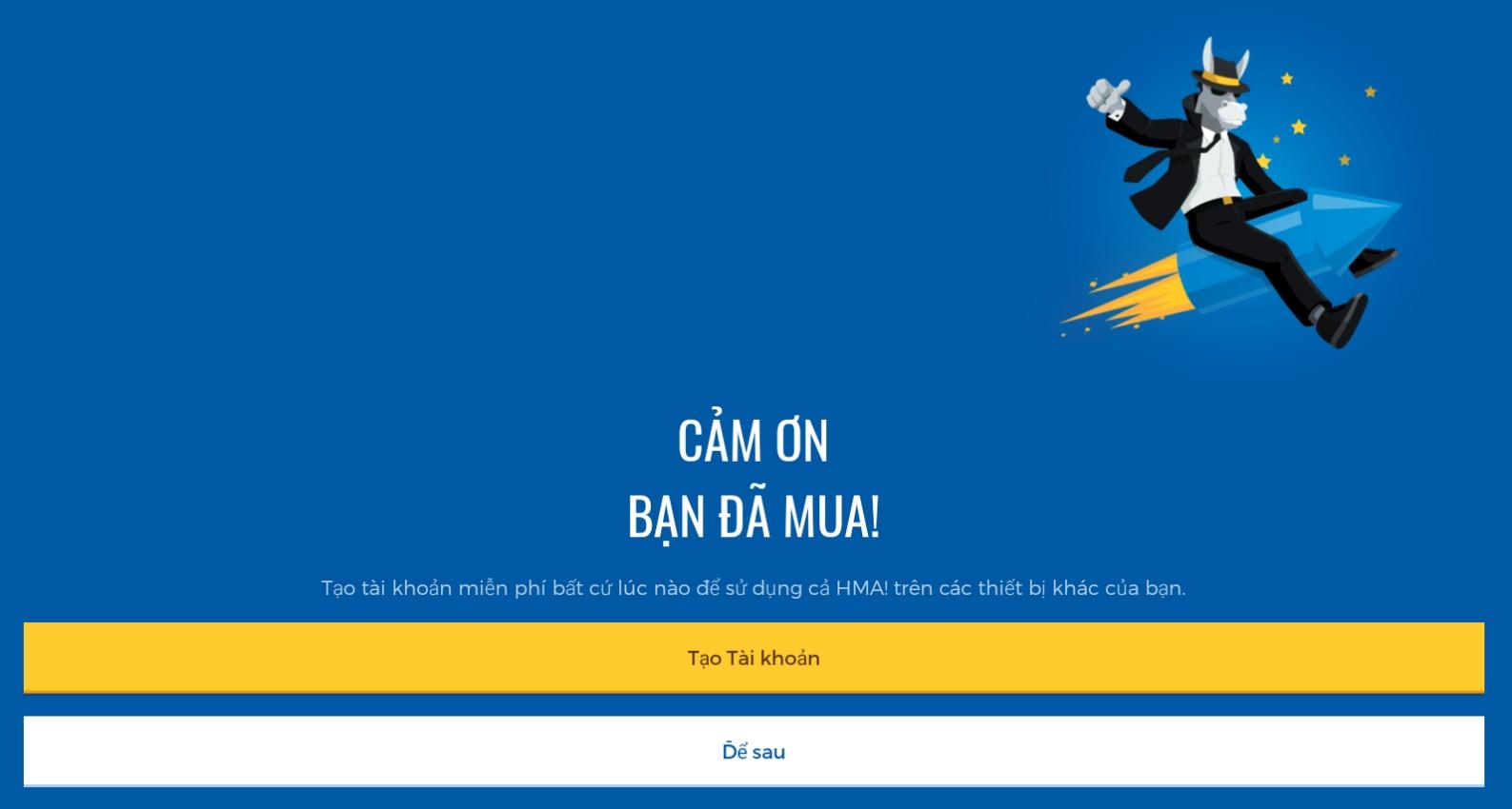 Chọn gói dùng thử HMA VPN