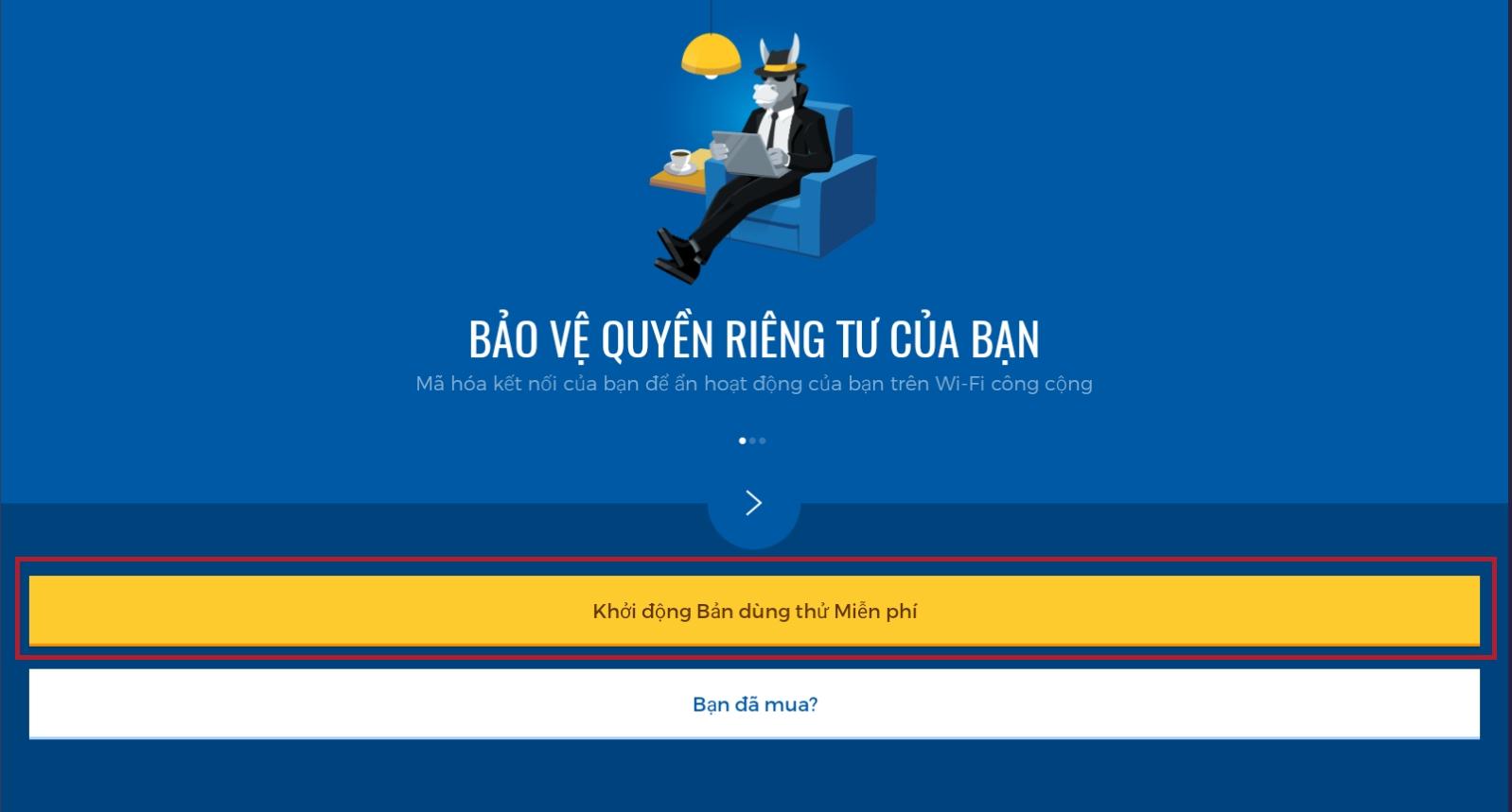 Chọn gói dùng thử HMA VPN