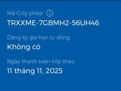 Lấy License Key trong mục Account
