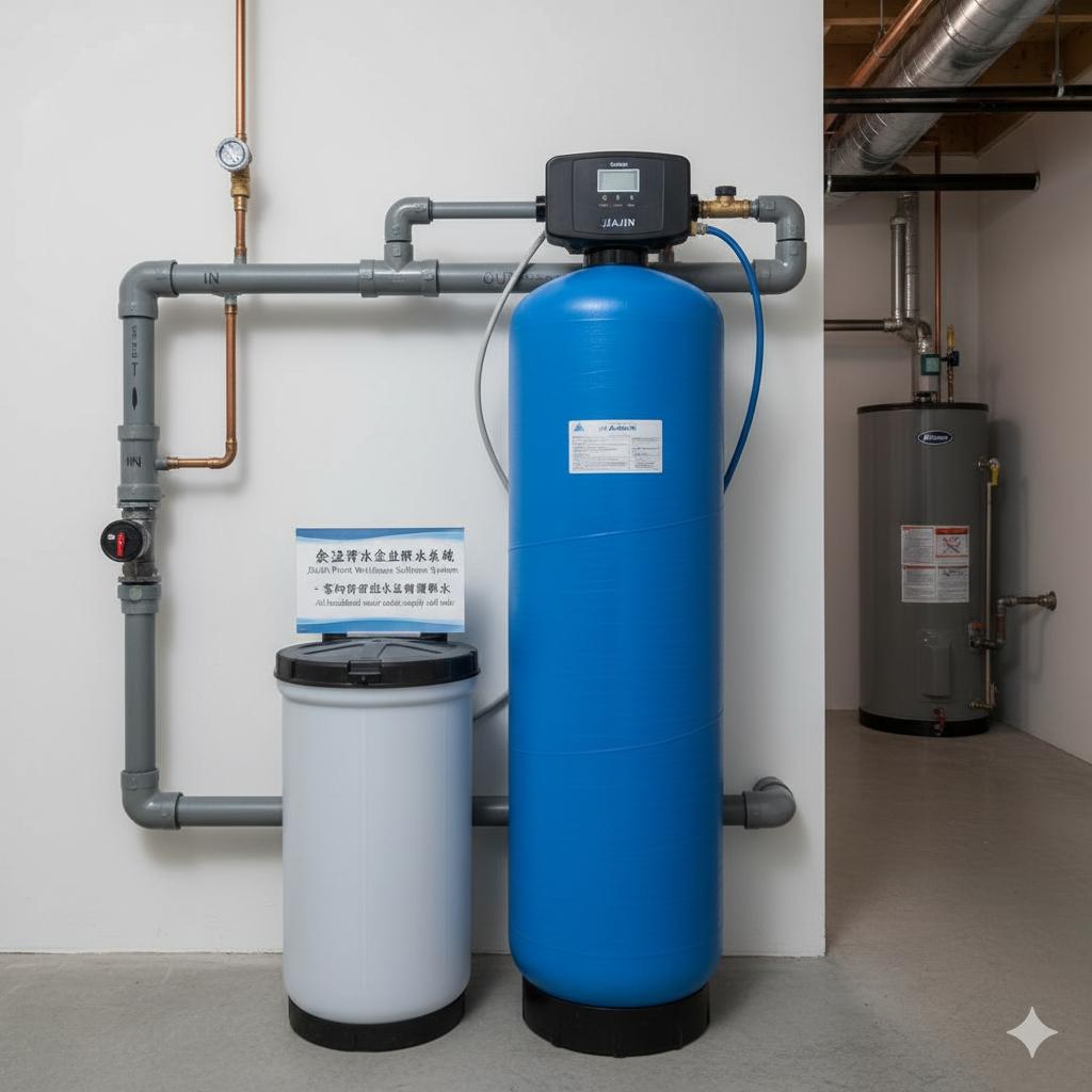 佳津淨水全戶軟水系統安裝於總水管,家中所有出水點均供應軟水