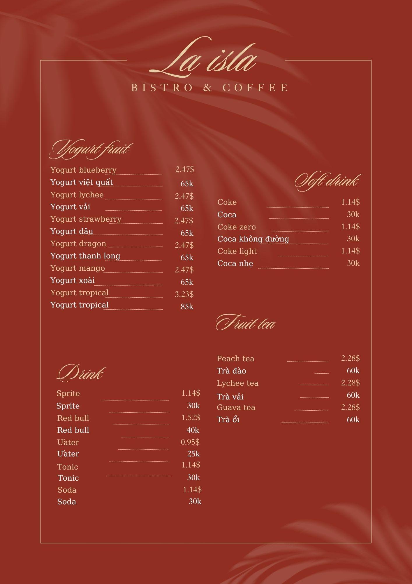 La Isla Drink List 1