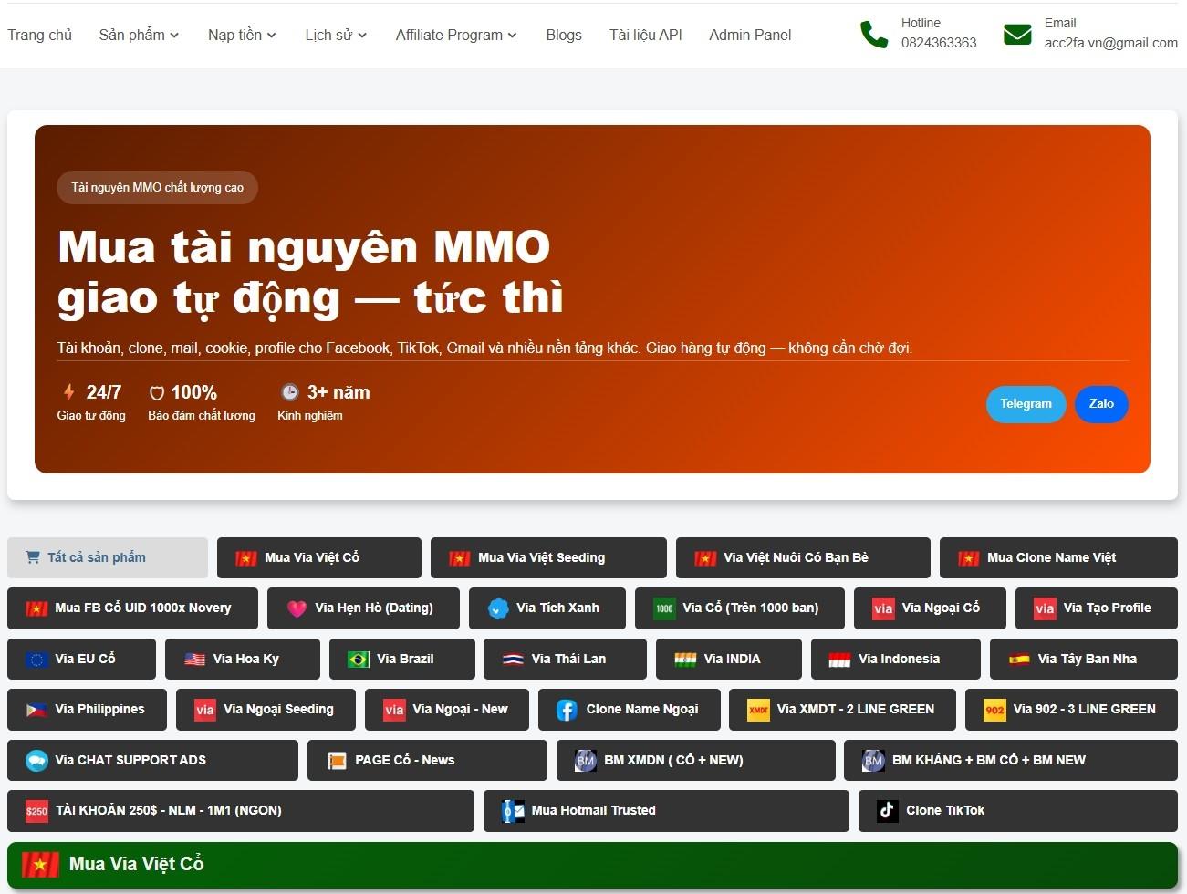 Mua via Facebook tại acc2fa.vn