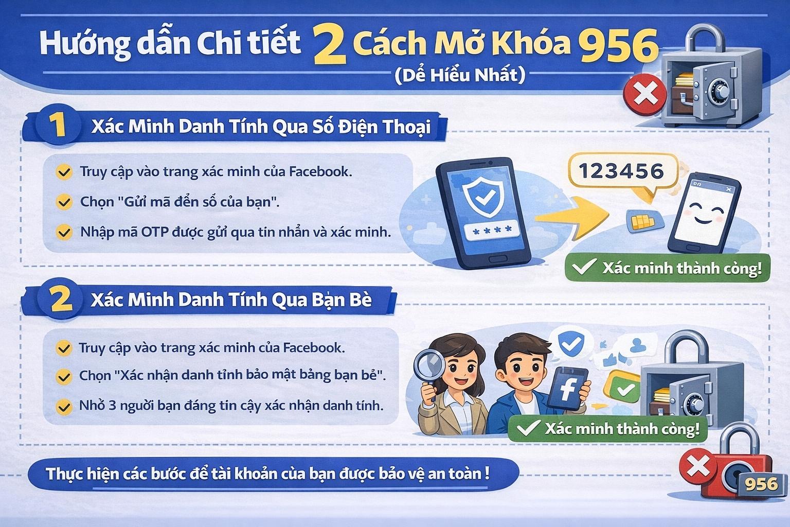 Mở khóa két sắt Facebook khi có nút Bắt đầu