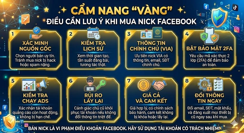 Lưu ý khi mua nick Facebook