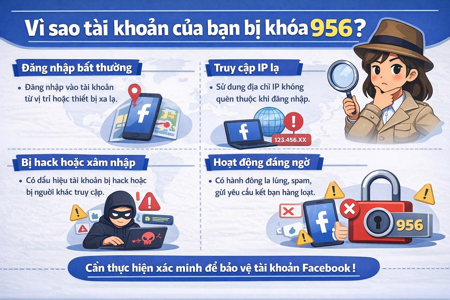 Nguyên nhân tài khoản Facebook bị khóa dạng 956