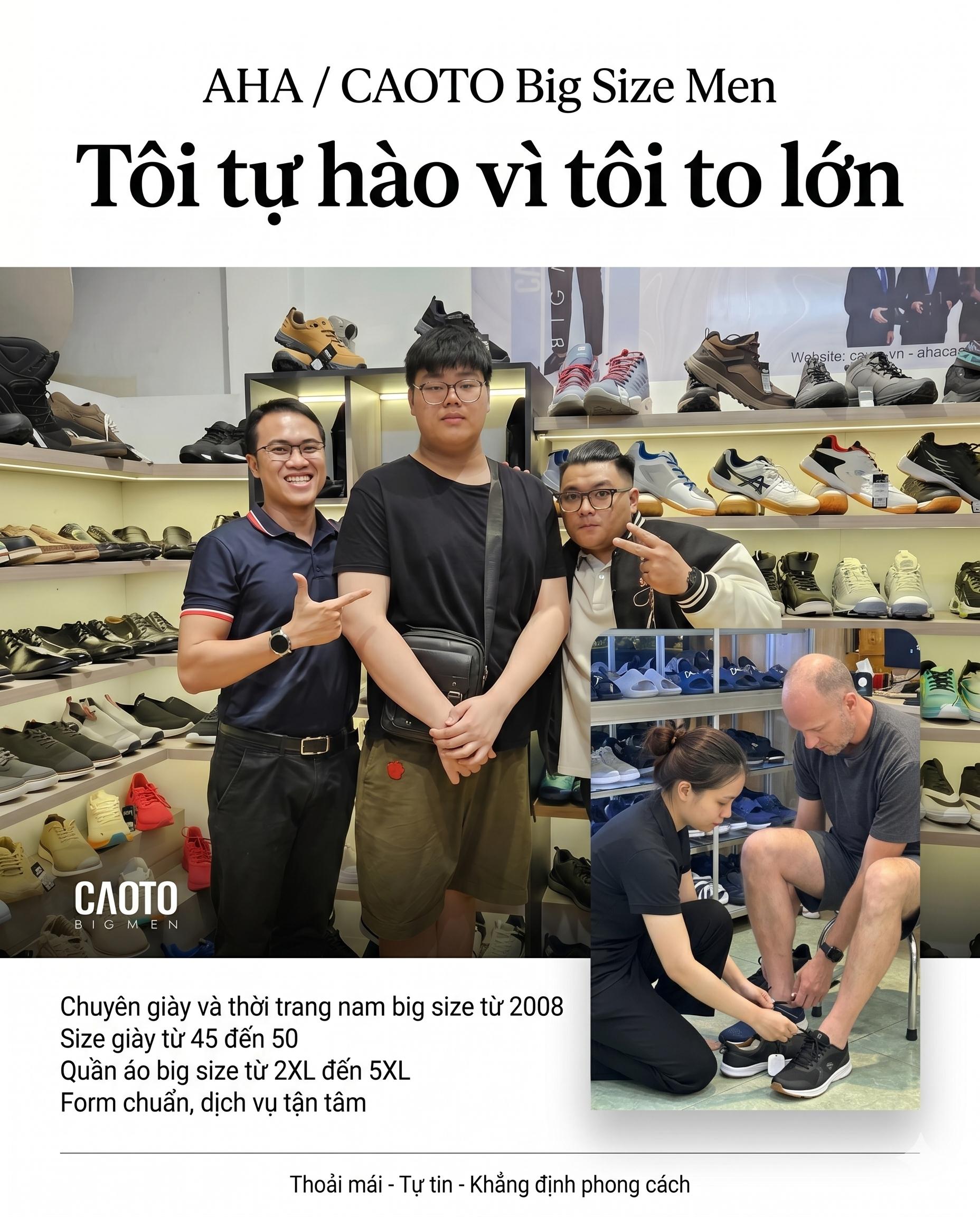 AHA CAOTO shop giày big size TPHCM giày nam size 45 đến 50 giày da giày tây sneaker dép big size chính hãng form chuẩn cho người chân to