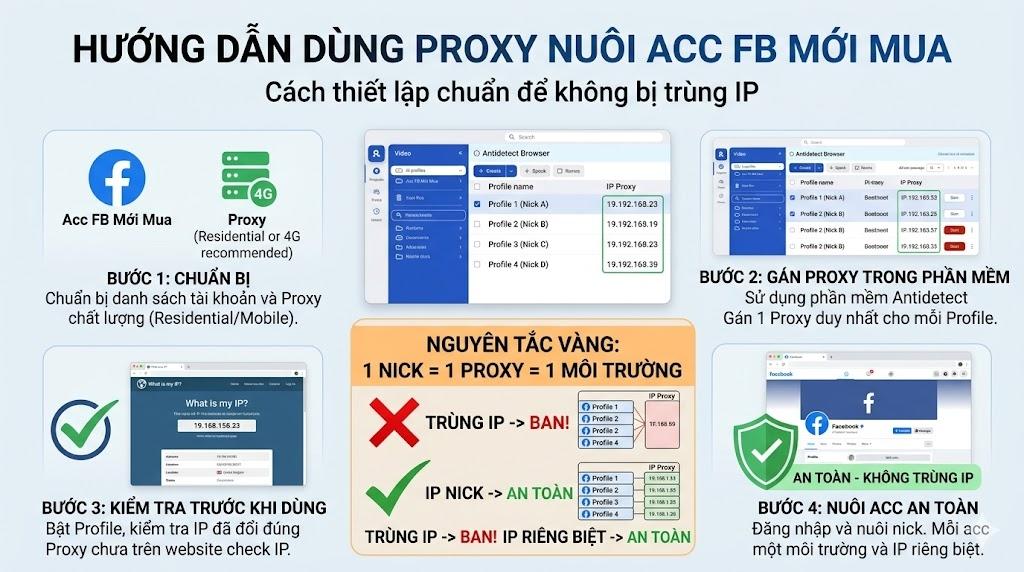 Hướng dẫn dùng Proxy nuôi acc FB