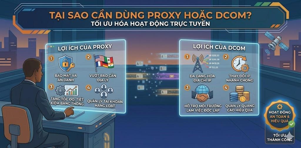 Tại sao cần nuôi nhiều Nick Facebook? So sánh ưu nhược điểm cho dân MMO giữa Proxy và Dcom