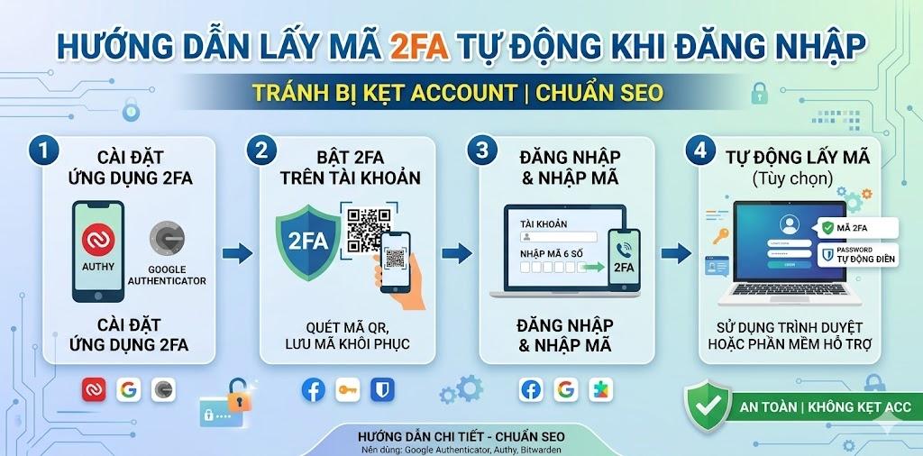 Hướng Dẫn Lấy Mã 2FA Tự Động Khi Đăng Nhập Tránh Bị Kẹt Account