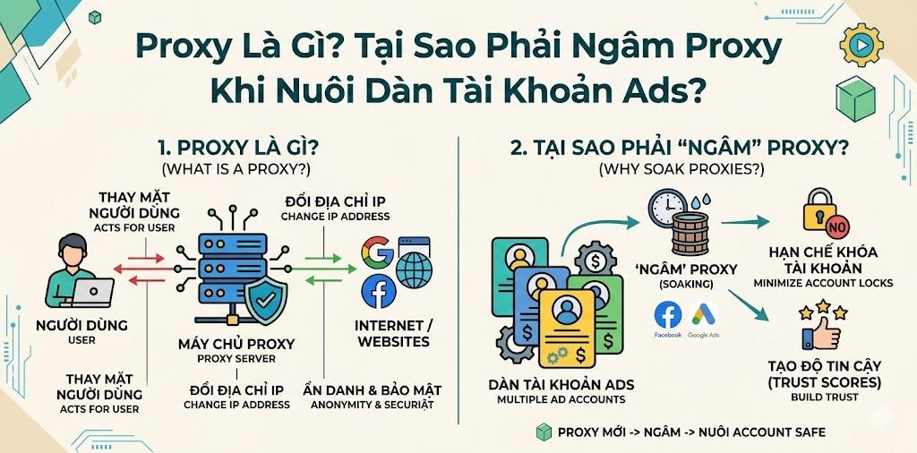 Proxy Là Gì Tại Sao Phải Ngâm Proxy Khi Nuôi Dàn Tài Khoản Ads