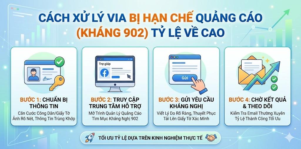Cách Xử Lý Via Bị Hạn Chế Quảng Cáo Kháng 902 Tỷ Lệ Về Cao