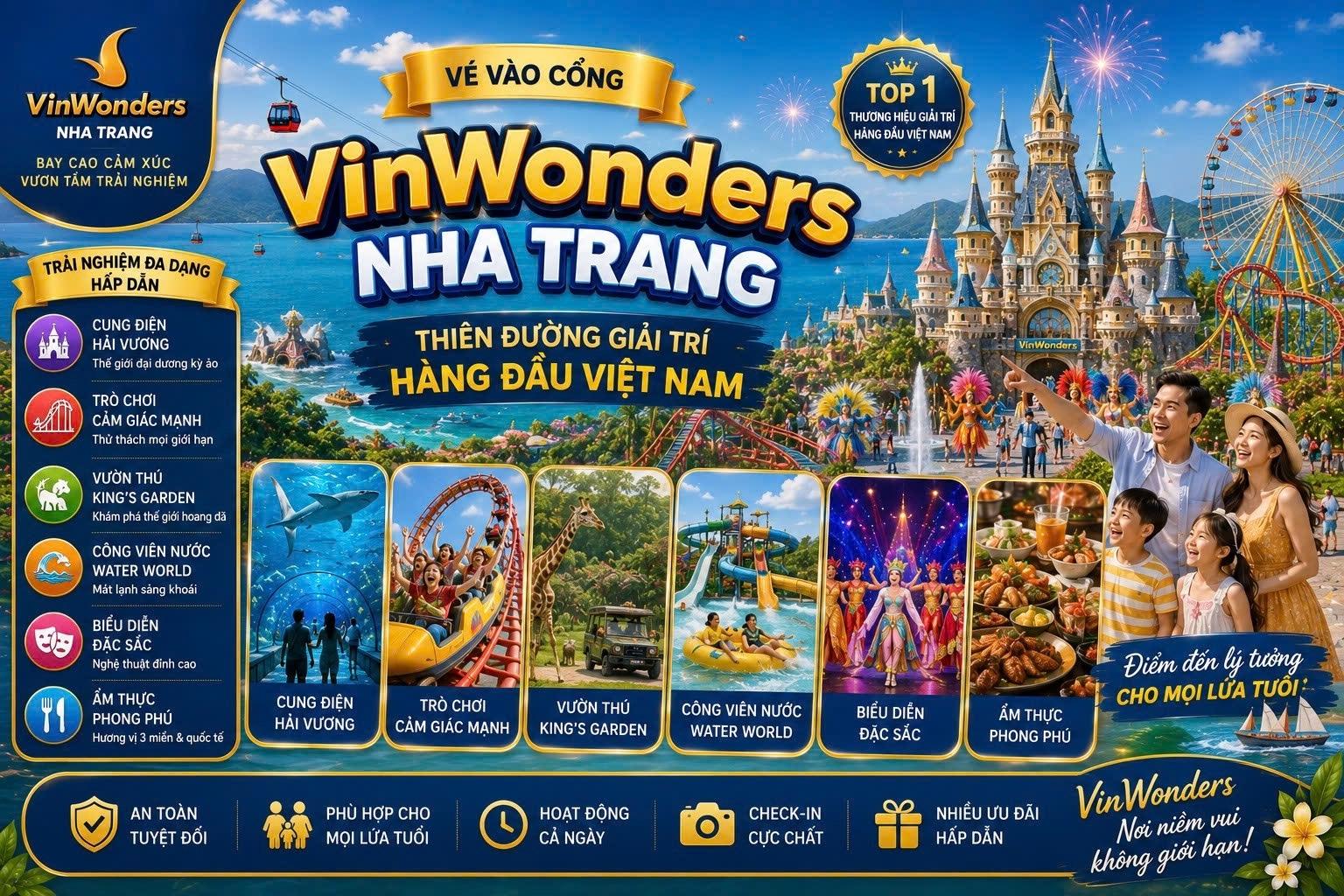 [Tour 2 Đảo] - [2 ngày] VinWonders Nha Trang x Đảo Hòn Tằm